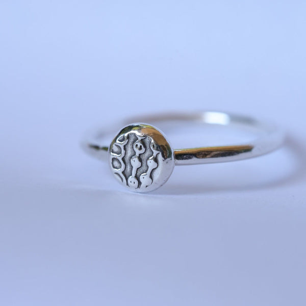 Sterling Silver + Fine Silver Textured Dot Size 6.5