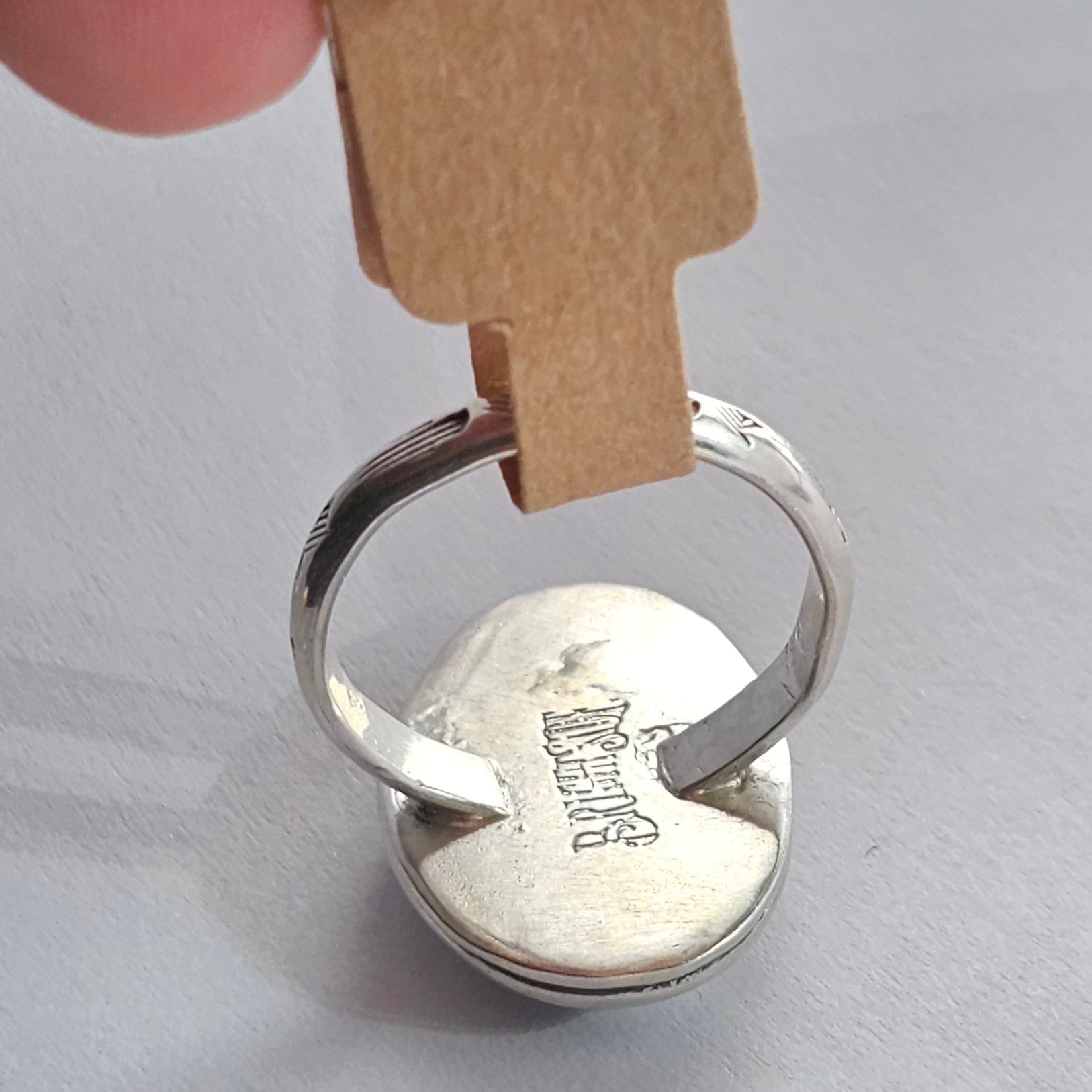 Turquoise Silver Ring - Size 7.5 - Handmade Sterling Silver