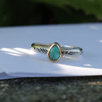 Size 9.25 US  || Turquoise Stone with 14k Bezel + Sterling Silver Band
