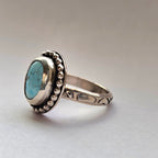 Size 6.25 // Sterling Silver Textured Band with Turquoise Stone