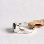 Turquoise Silver Ring - Size 5 - Handmade Sterling Silver