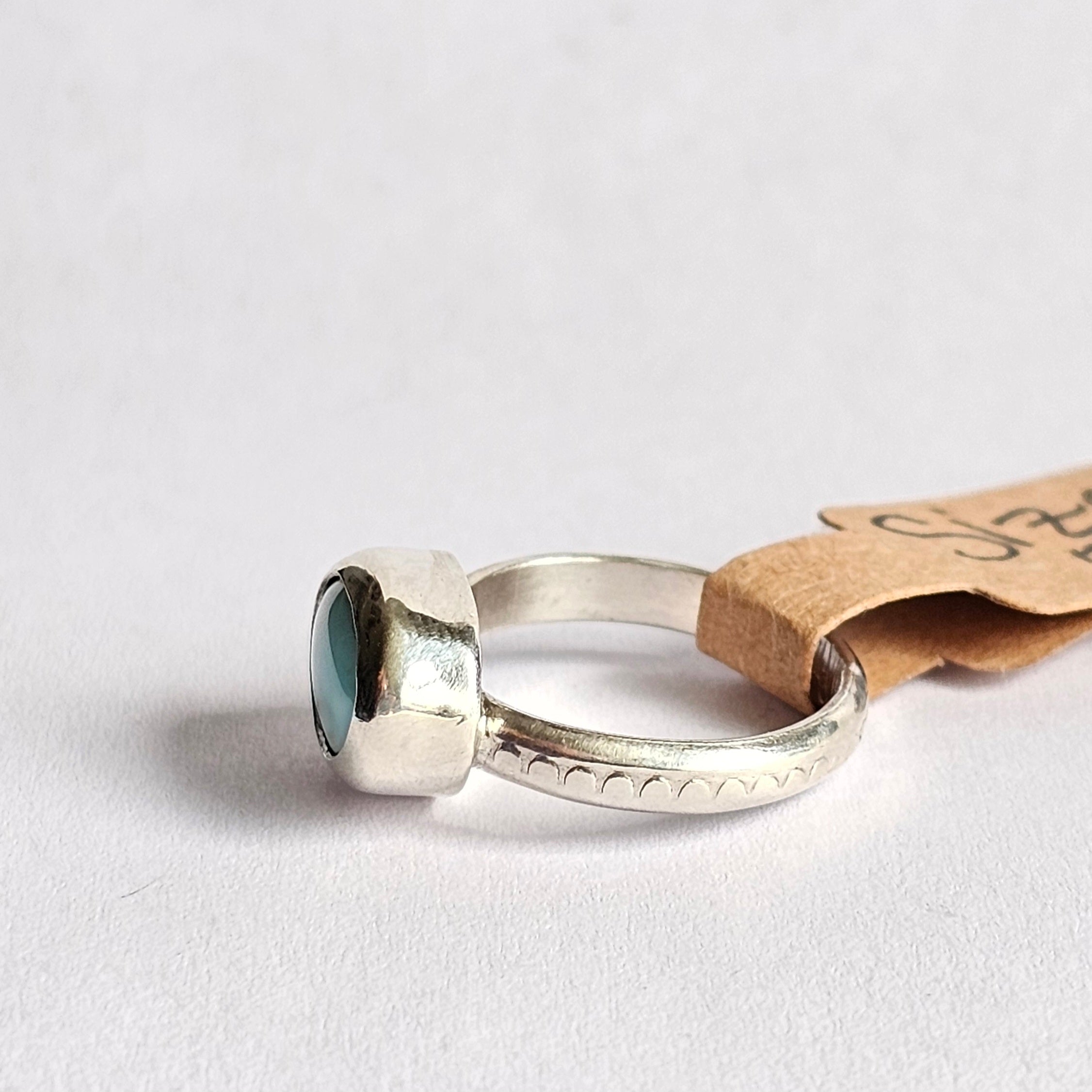 Turquoise Silver Ring - Size 5 - Handmade Sterling Silver