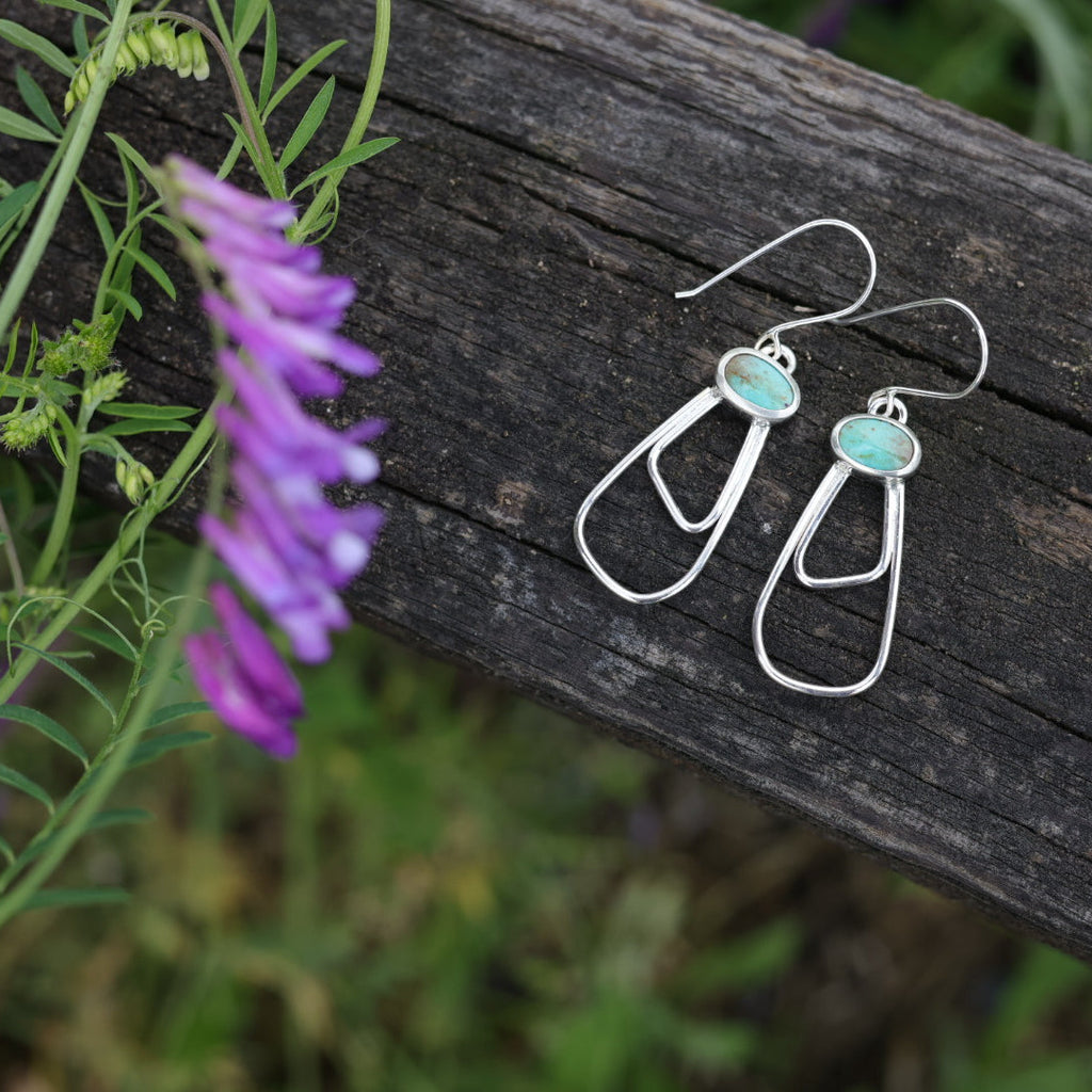 Kingman Turquoise Earrings - handmade by Bright Side Jewelry Co.