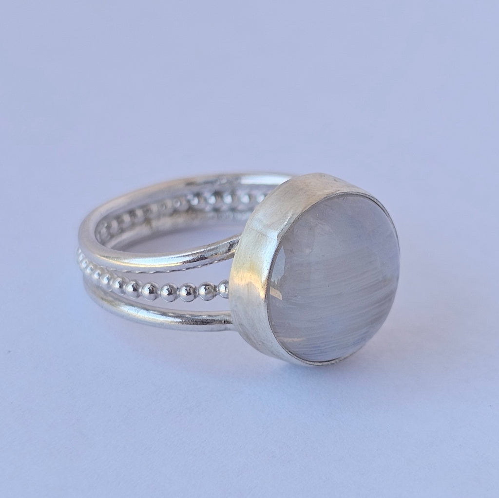 Rainbow Moonstone Sterling Silver Ring – Size 9.75