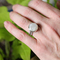 Moonstone Sterling Silver Ring – Stamped Double Band – Size 6.5