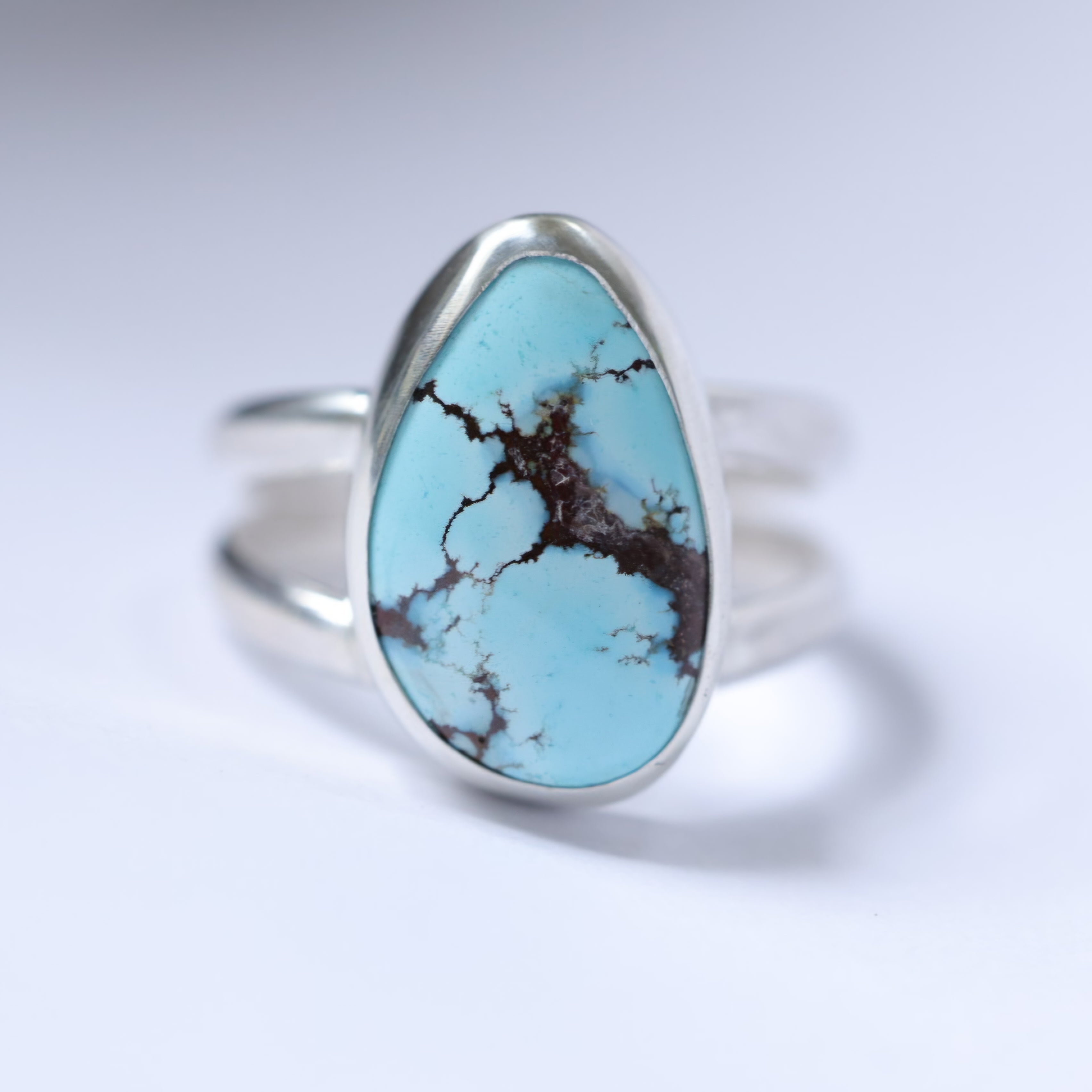 Turquoise Sterling Silver Ring – Double Band – Size 11.5