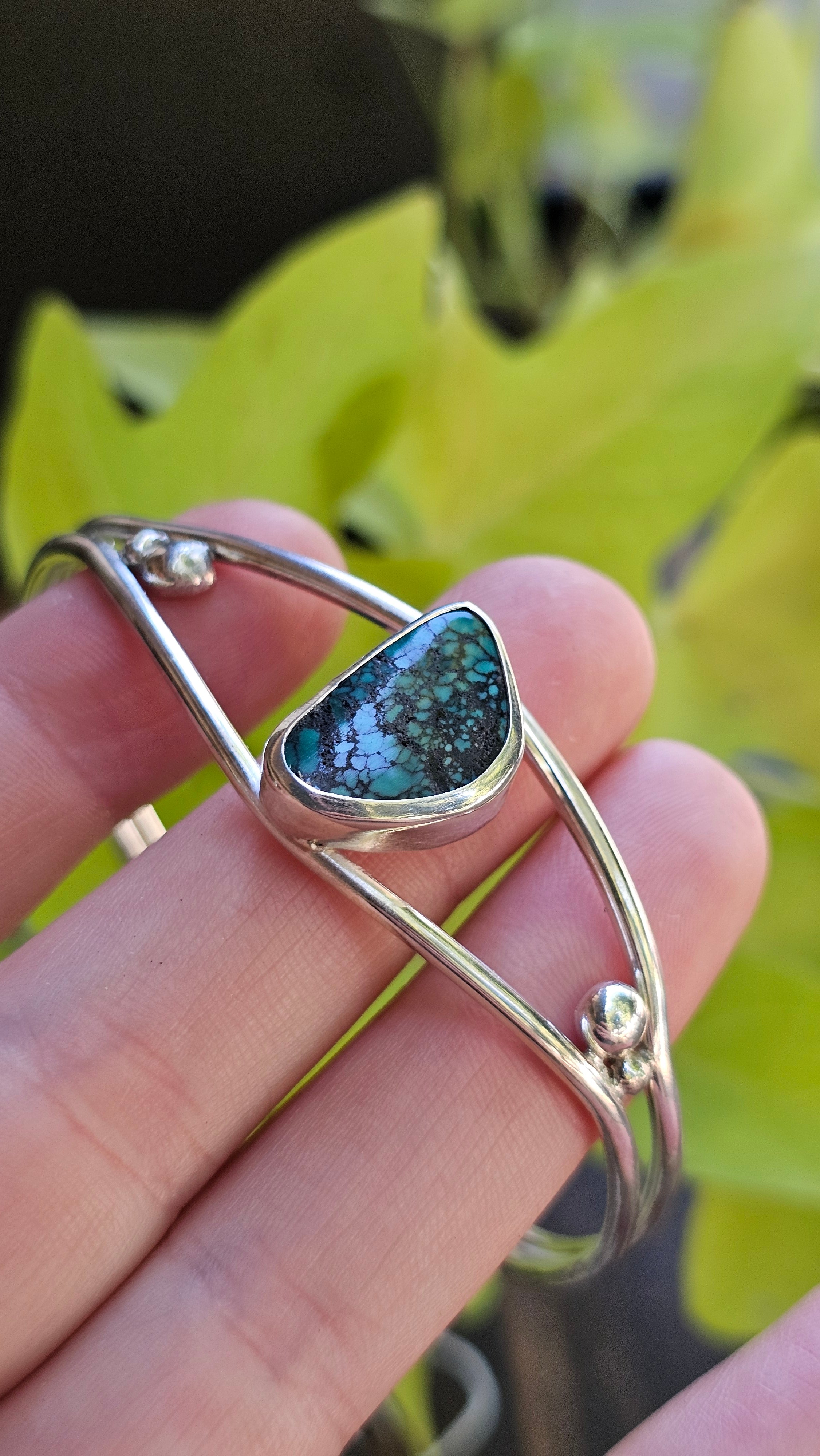 5.5" Sterling Silver Cuff with Turquoise Stone