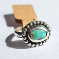Handmade Sterling Silver Ring with Beaded Bezel & Stunning Stone - Size 6.25