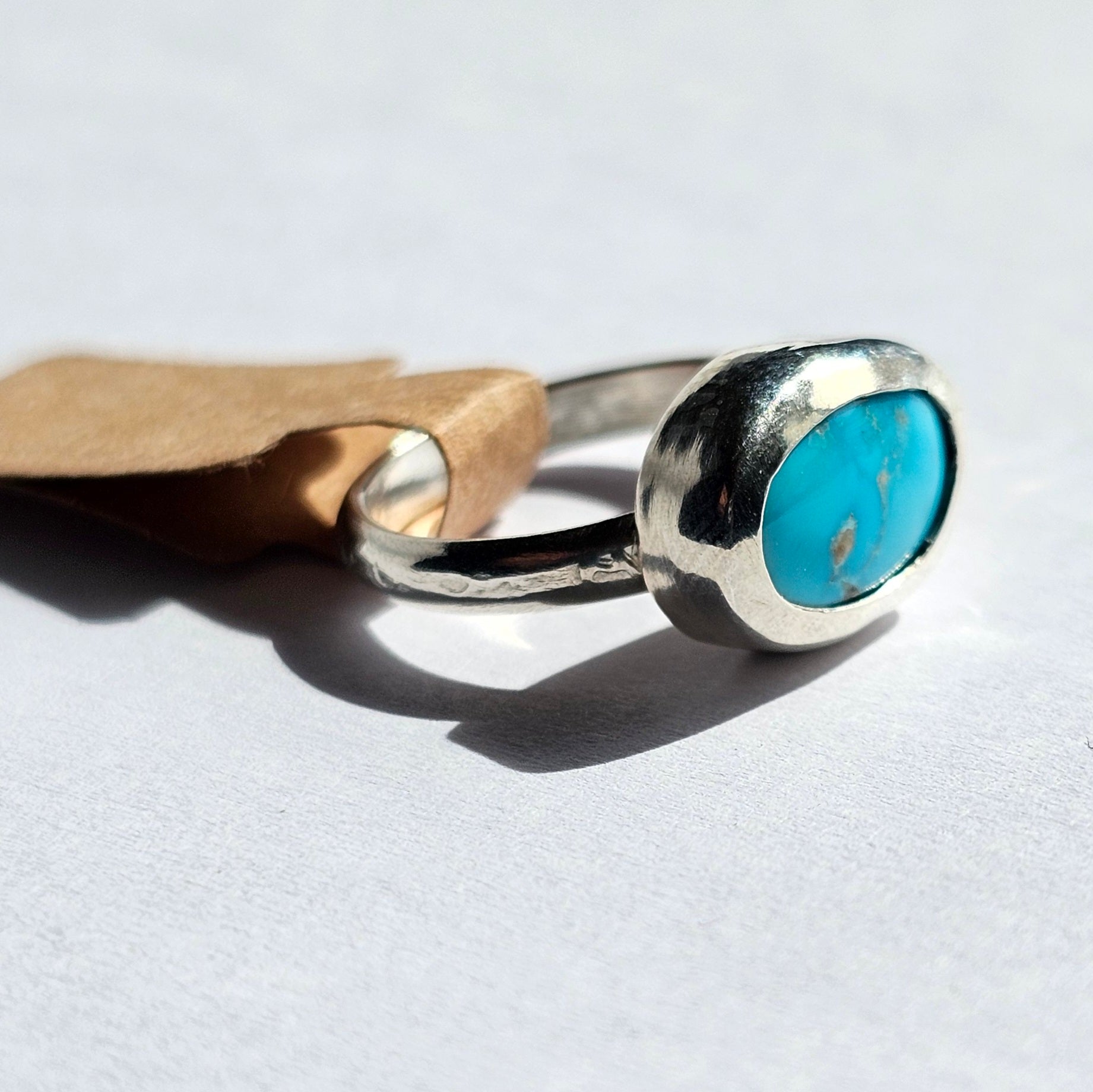 Turquoise Silver Ring - Size 6.5 - Handmade Sterling Silver