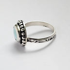 Size 8.75 // Turquoise Ring with Textured Sterling Silver Band