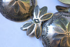 Alfred Peyton Stamped Sterling Silver Concho and Feather Necklace