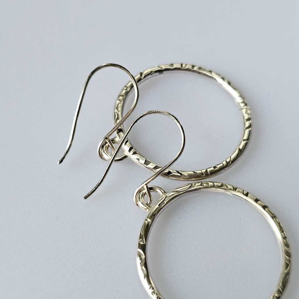 Sterling Silver Textured Everyday Hoops