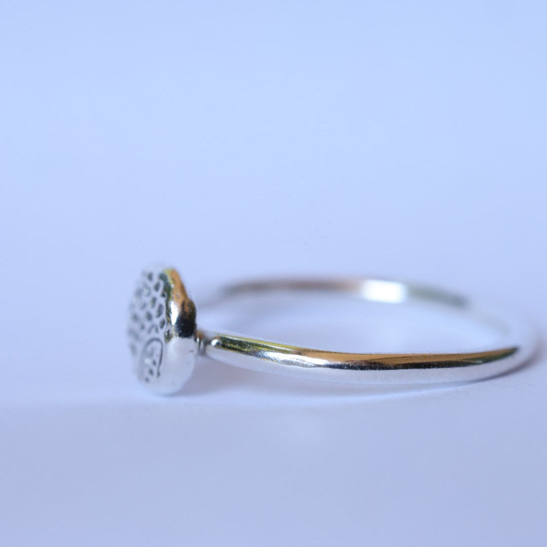 Sterling Silver + Fine Silver Textured Dot Size 5