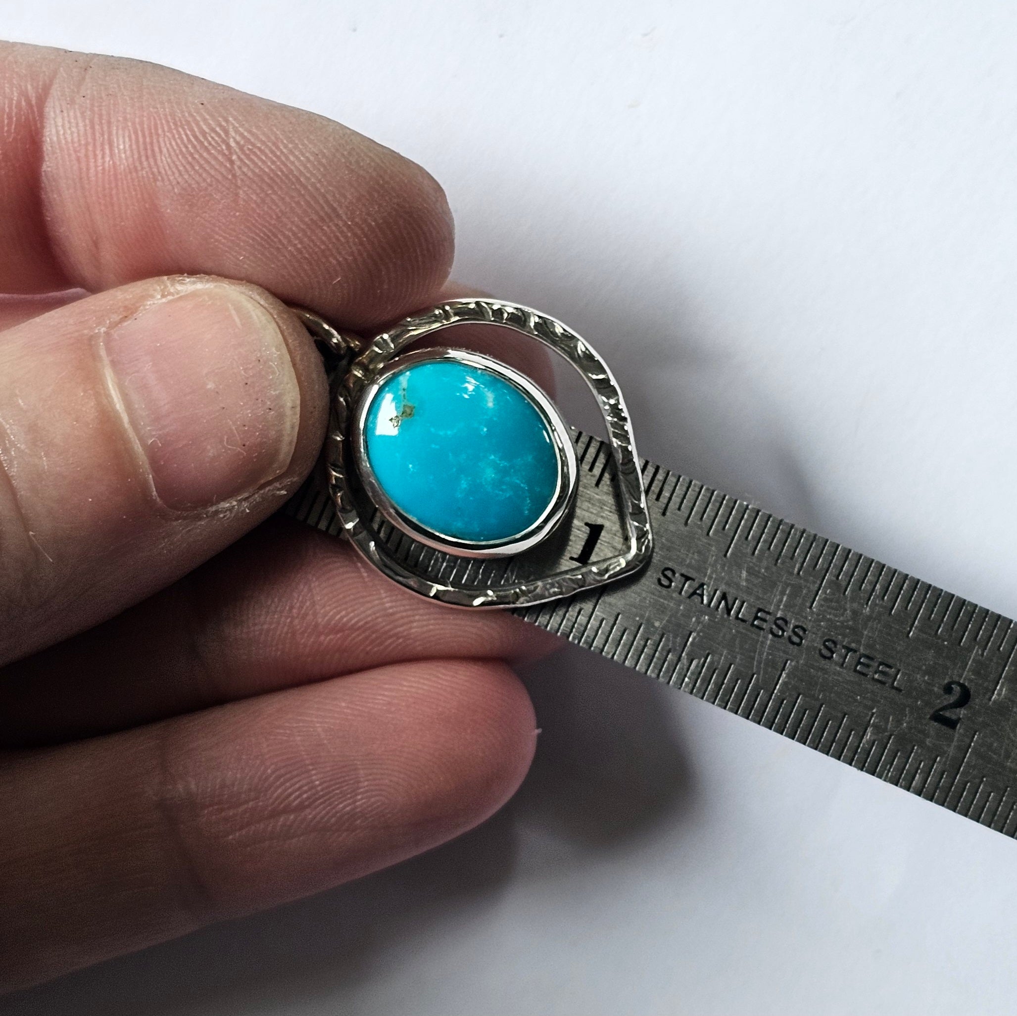 Turquoise & Textured Silver Pendant