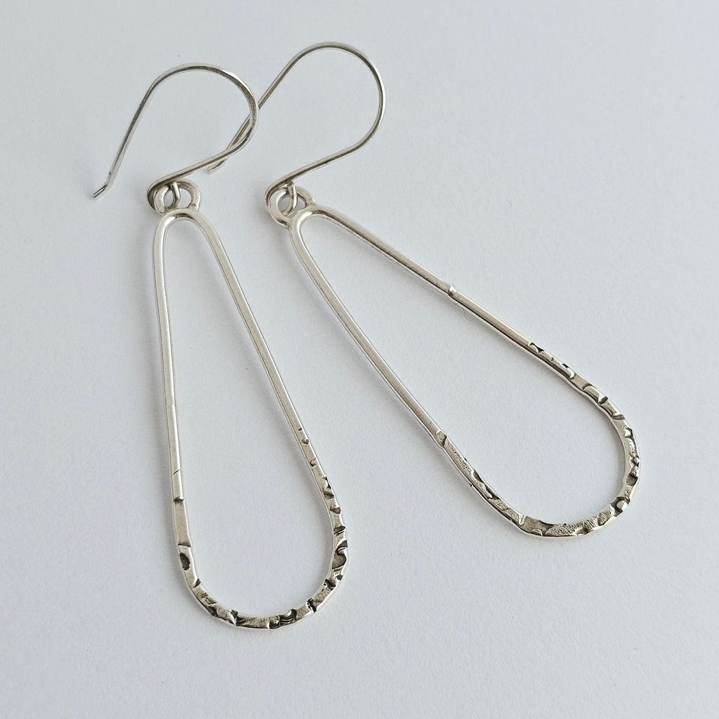 Sterling Silver Teardrop Dangle Earrings – Textured - handmade by Bright Side Jewelry Co.