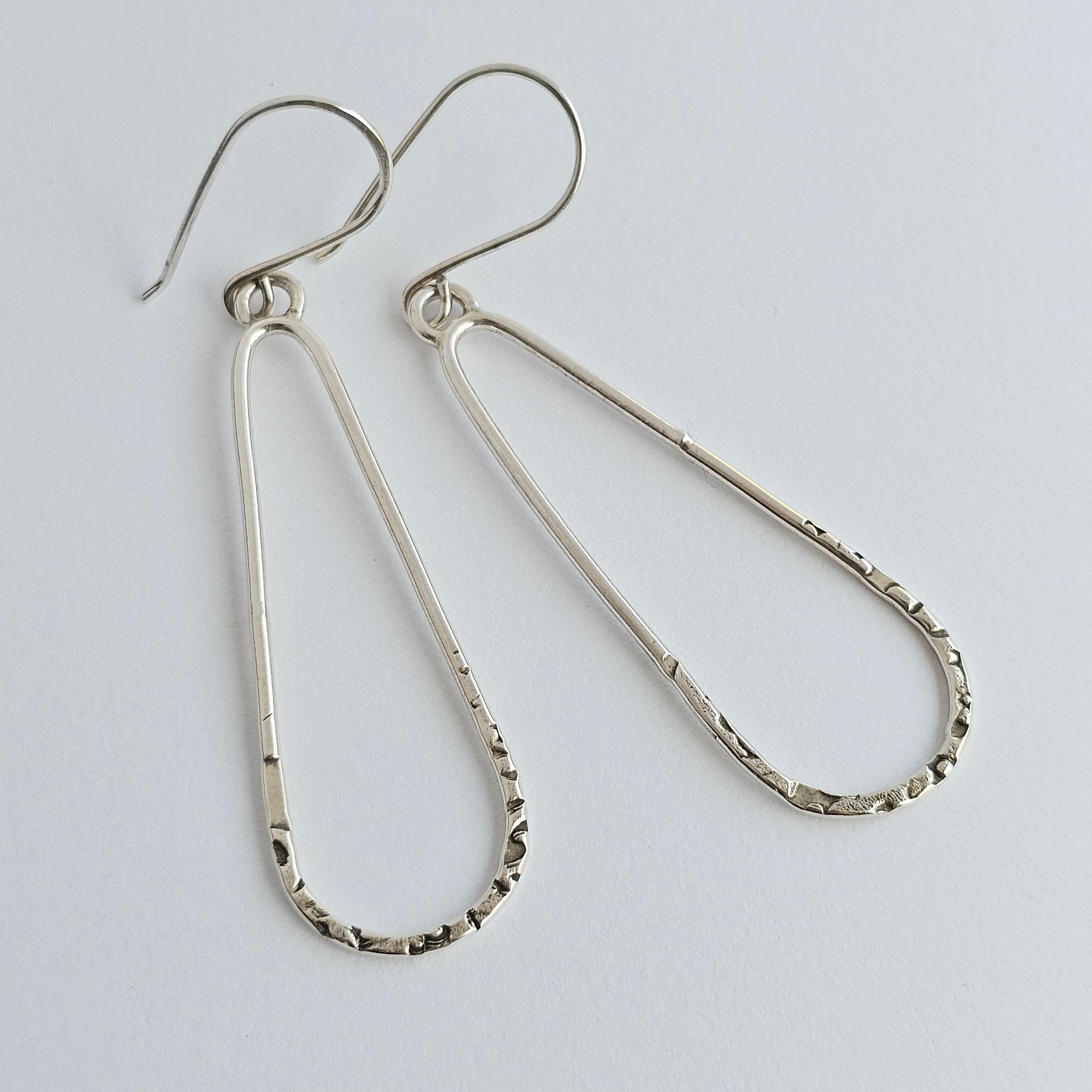 Sterling Silver Teardrop Dangle Earrings – Textured - handmade by Bright Side Jewelry Co.