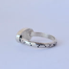 Turquoise Sterling Silver Ring – Textured Band – Size 7.5