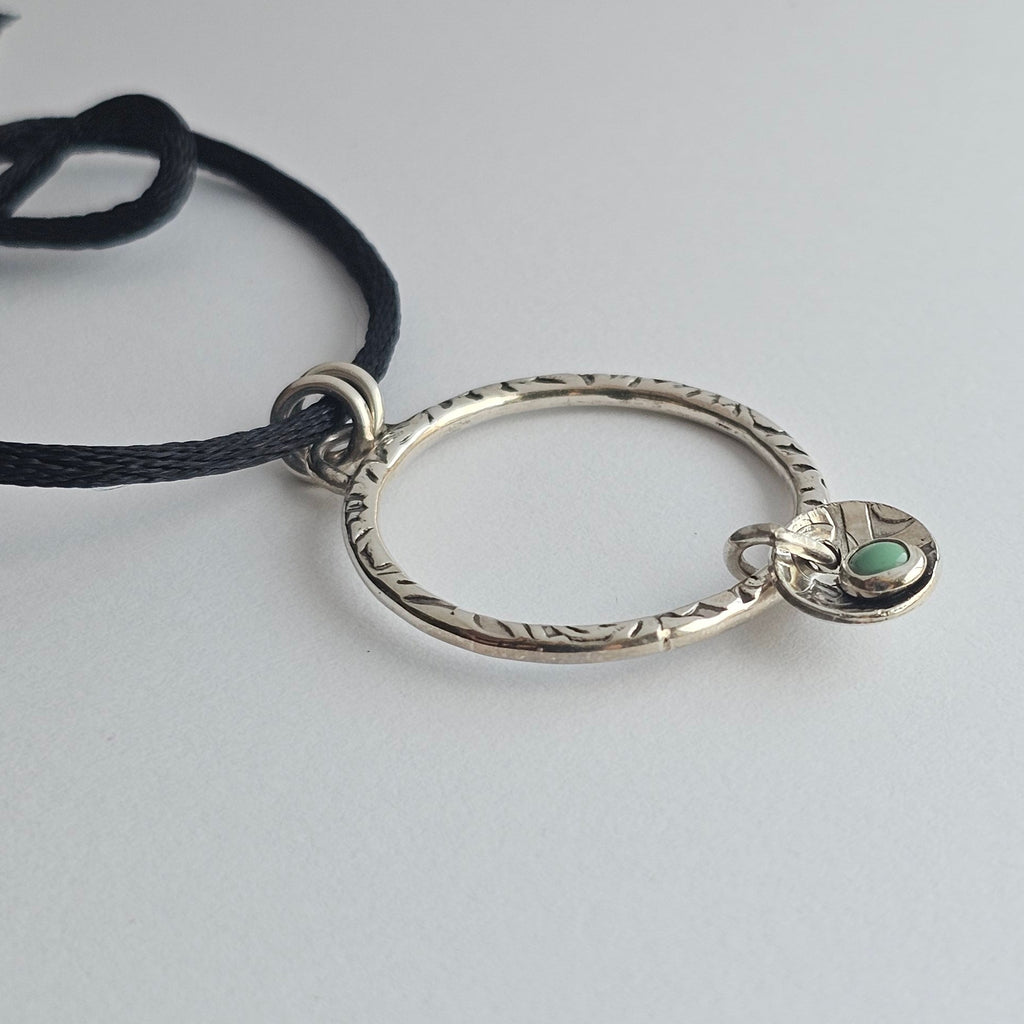 Textured Hoop Pendant with Variscite Dangle
