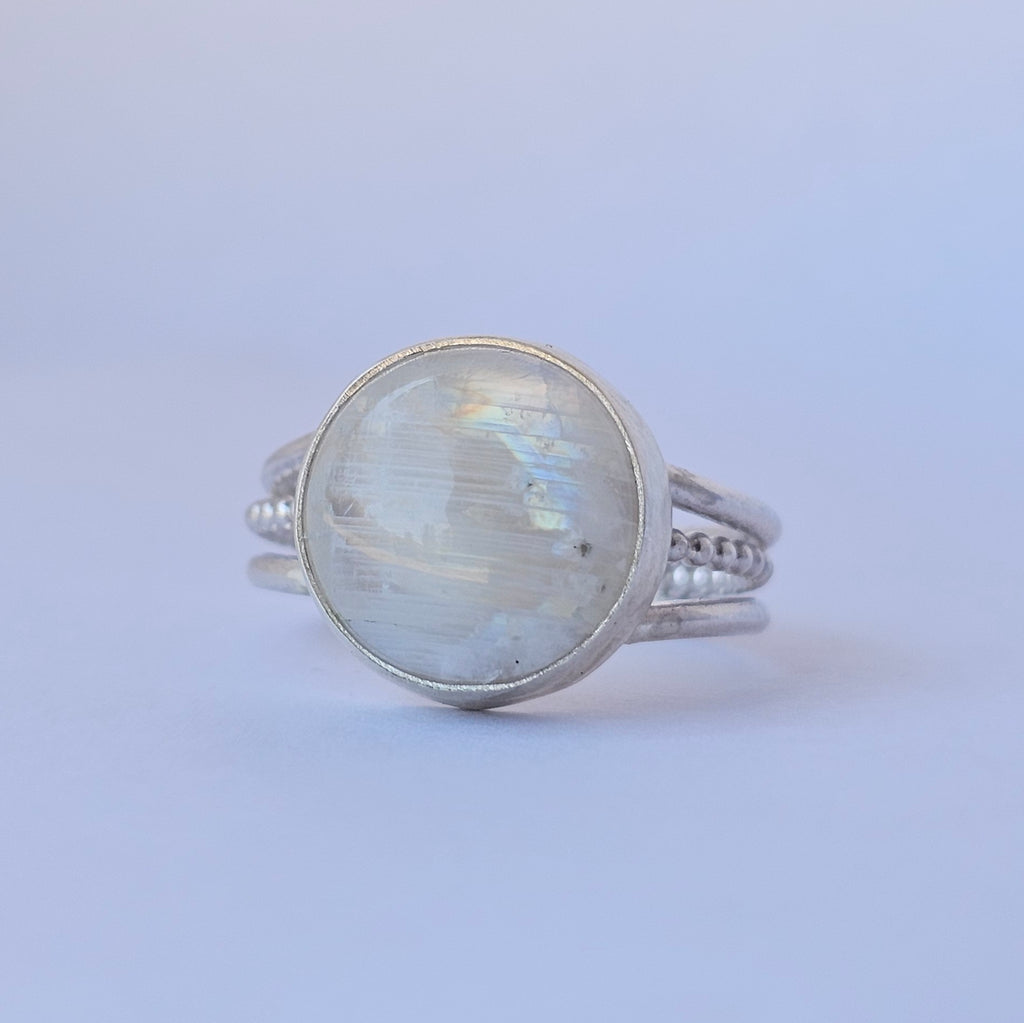 Rainbow Moonstone Sterling Silver Ring – Size 9.75