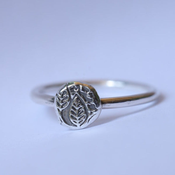 Sterling Silver + Fine Silver Textured Dot Size 5