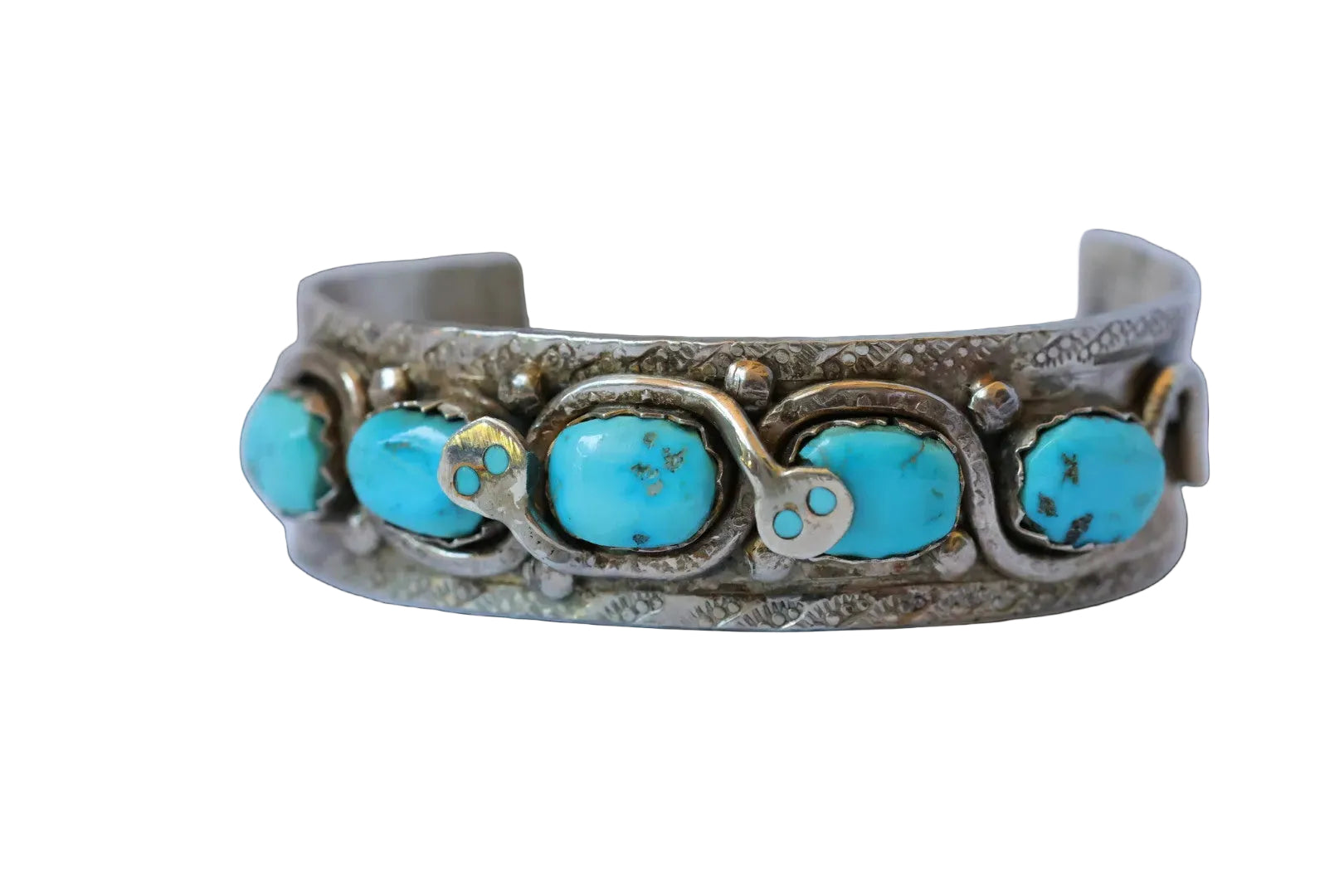 Effie C. Zuni Sterling Silver Turquoise Snake Cuff Bracelet