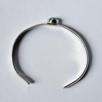 ~6" Sterling Silver Cuff with Kingman Turquoise – Stamped Band, Freeform Cabochon