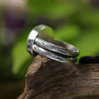 Moonstone Sterling Silver Ring – Stamped Double Band – Size 6.5
