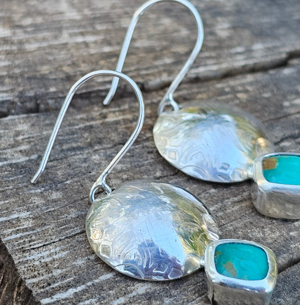Kingman Turquoise Textured Dome Earrings