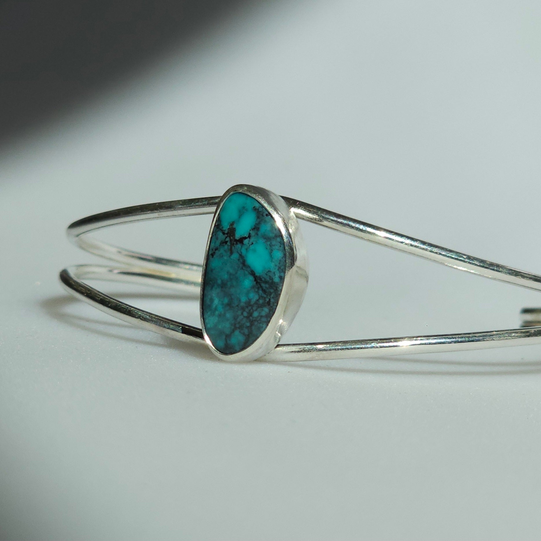 6.5" Sterling Silver Cuff with Turquoise Stone
