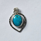 Turquoise & Textured Silver Pendant