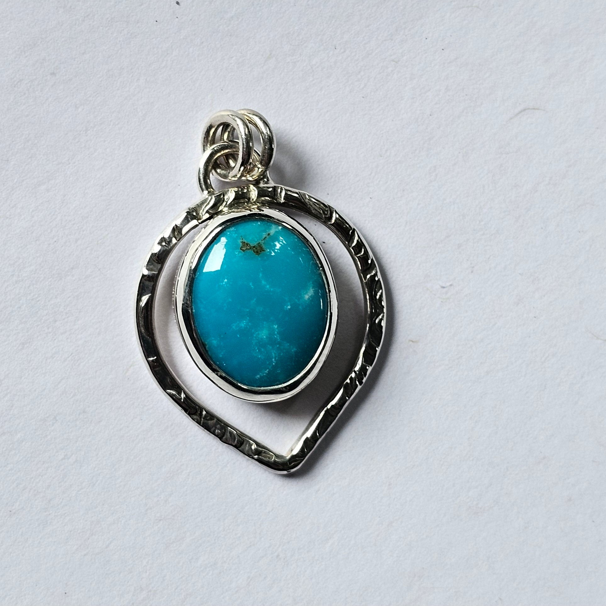 Turquoise & Textured Silver Pendant