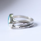 Turquoise Sterling Silver Ring – Stamped Double Band – Size 9.5 - handmade by Bright Side Jewelry Co.