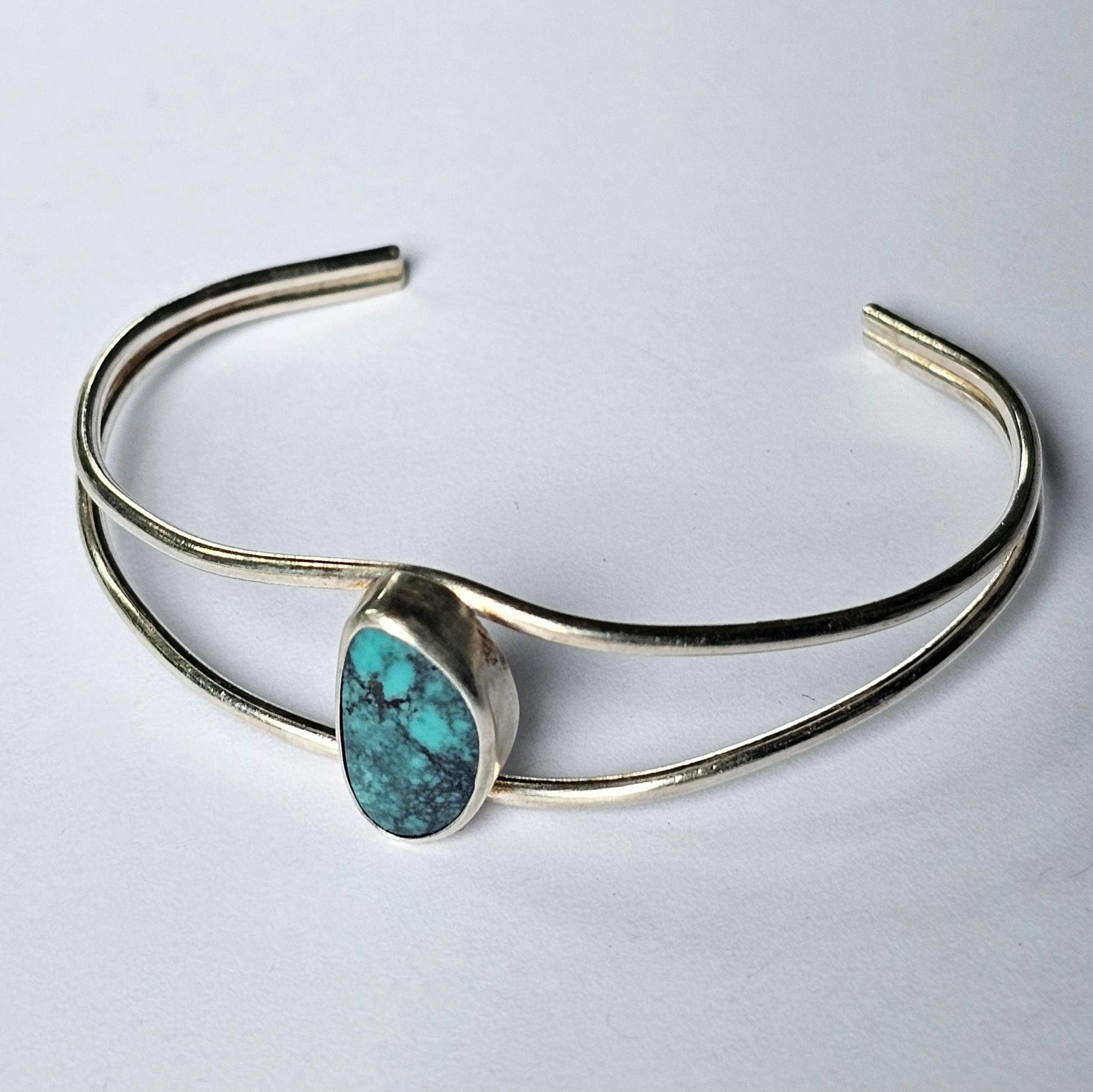 6.5" Sterling Silver Cuff with Turquoise Stone
