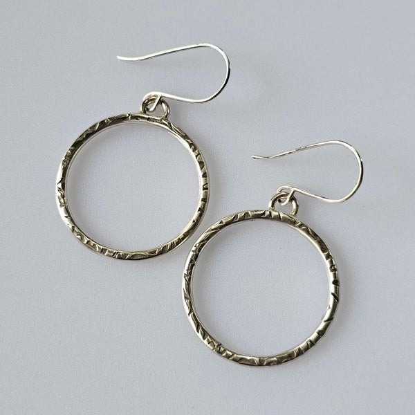 Sterling Silver Textured Everyday Hoops