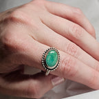 Size 12.25 // Sterling Silver Textured Band with Turquoise Stone