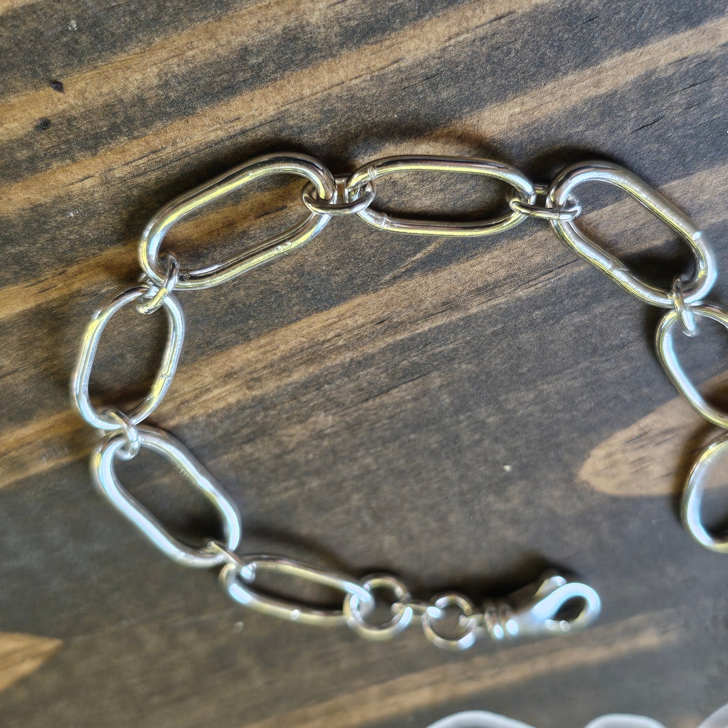 7" Hand Fabricated Sterling Silver Chain Bracelet