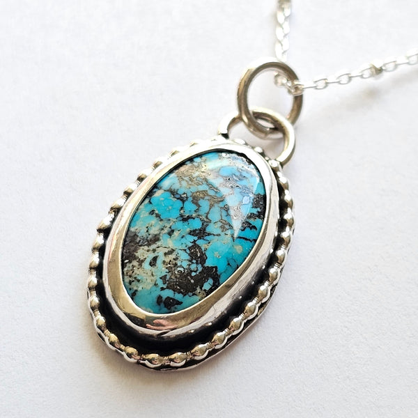Sterling Silver Stone Pendant – Beaded Bezel - handmade by Bright Side Jewelry Co.