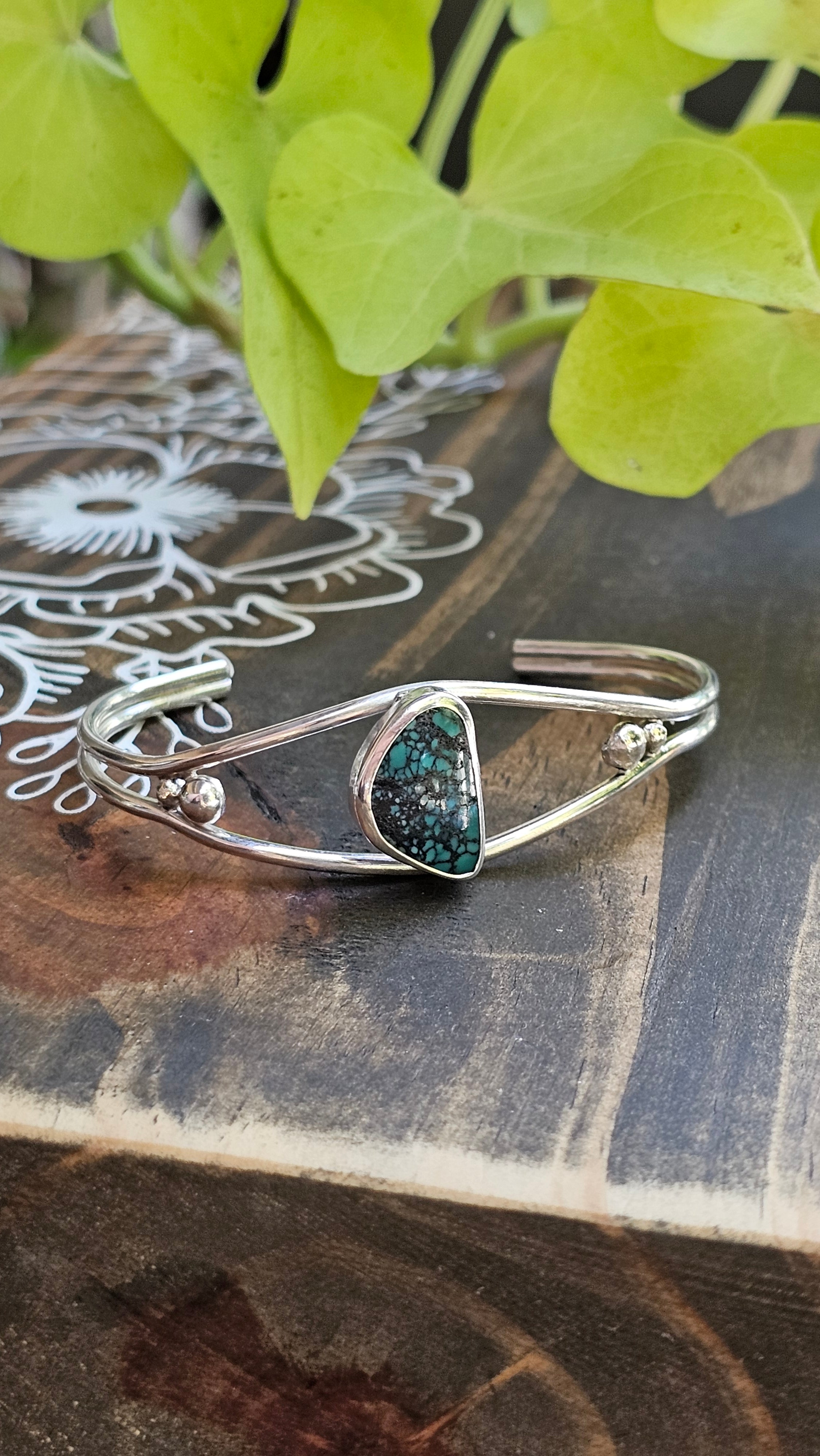 5.5" Sterling Silver Cuff with Turquoise Stone