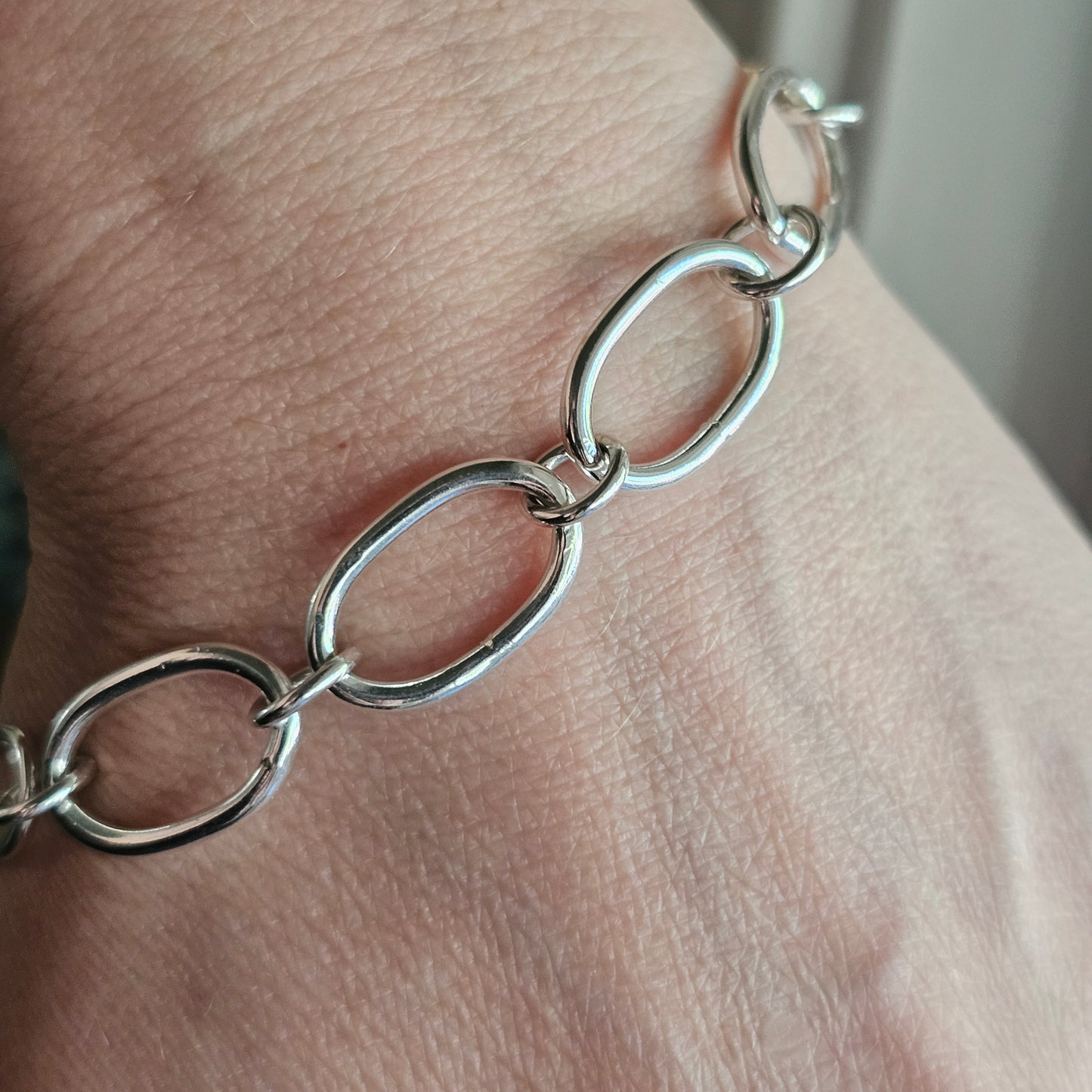 8" Hand Fabricated Sterling Silver Chain Bracelet