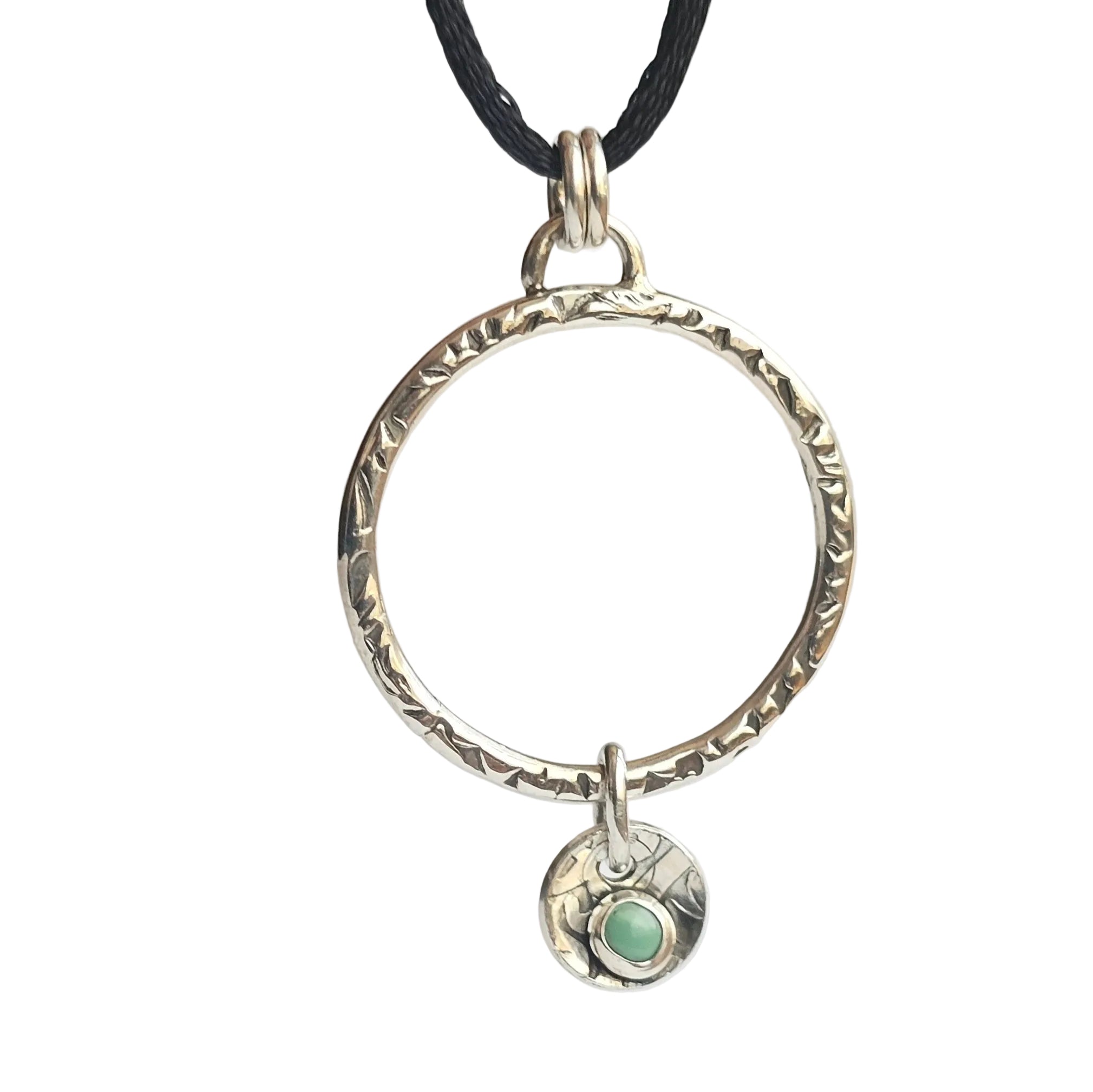 Textured Hoop Pendant with Variscite Dangle