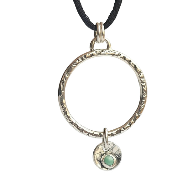 Textured Hoop Pendant with Variscite Dangle