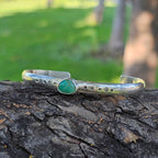 ~6" Sterling Silver Cuff with Kingman Turquoise – Stamped Band, Freeform Cabochon
