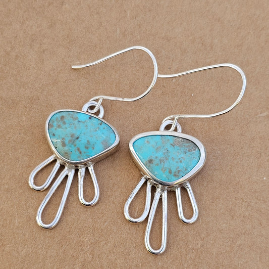 Kingman Turquoise Sterling Silver Drip Earrings