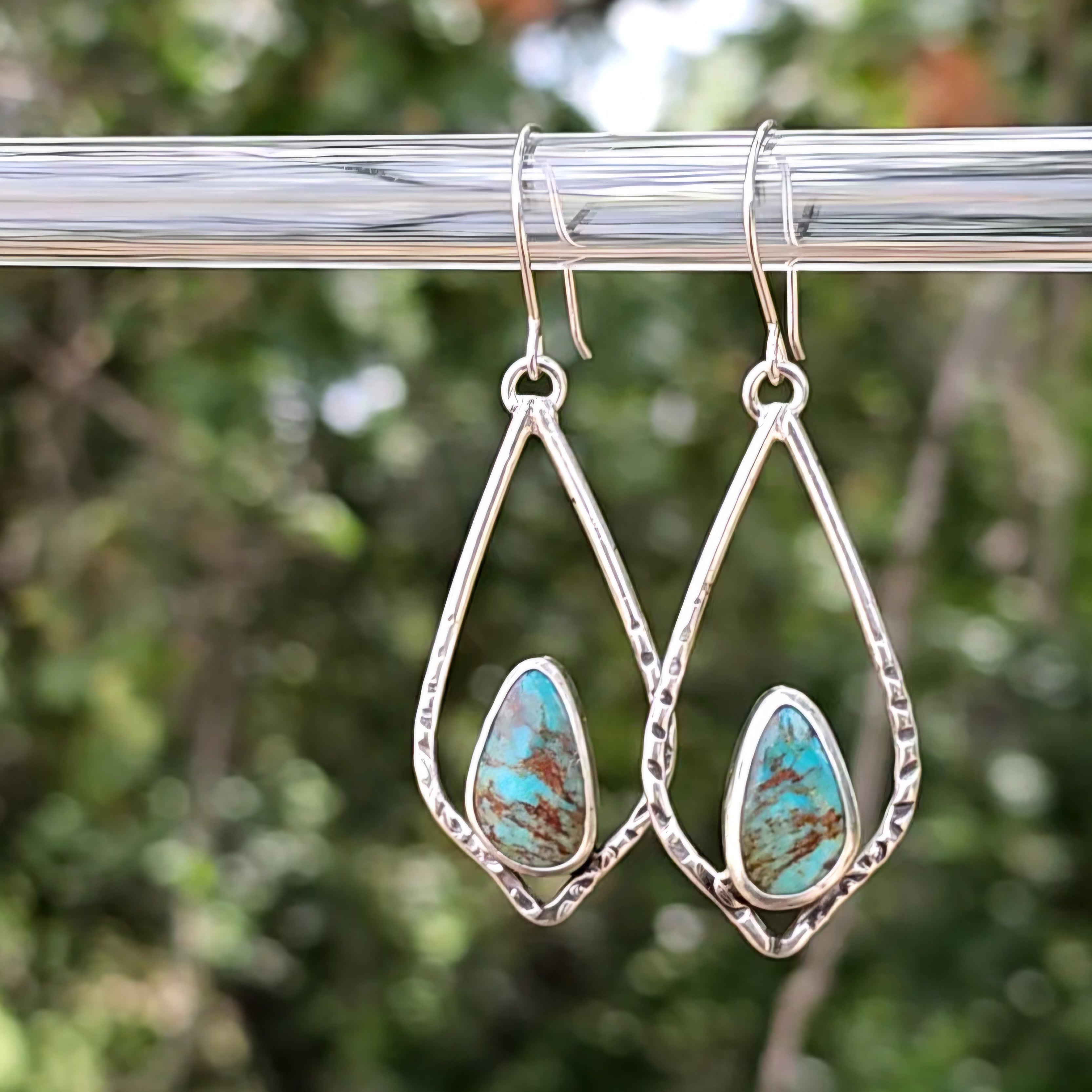 Kingman Turquoise Textured Petal Earrings