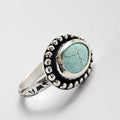 Size 8.75 // Turquoise Ring with Textured Sterling Silver Band