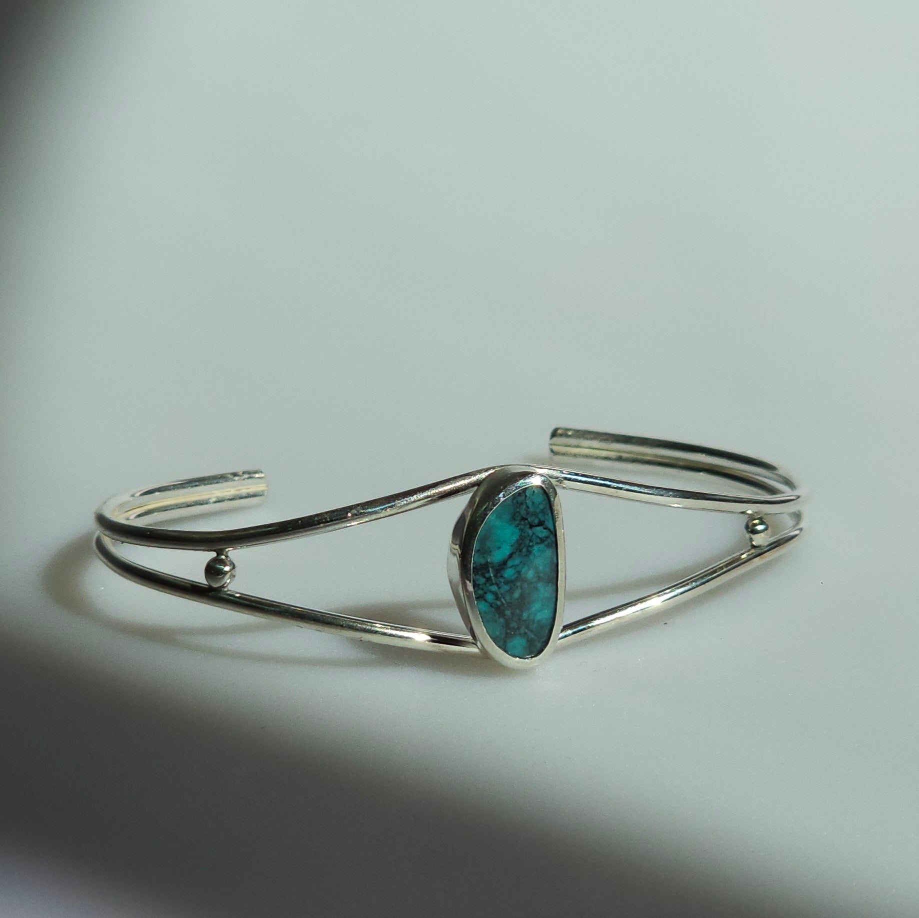 7" Sterling Silver Cuff with Turquoise Stone