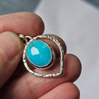 Turquoise & Textured Silver Pendant