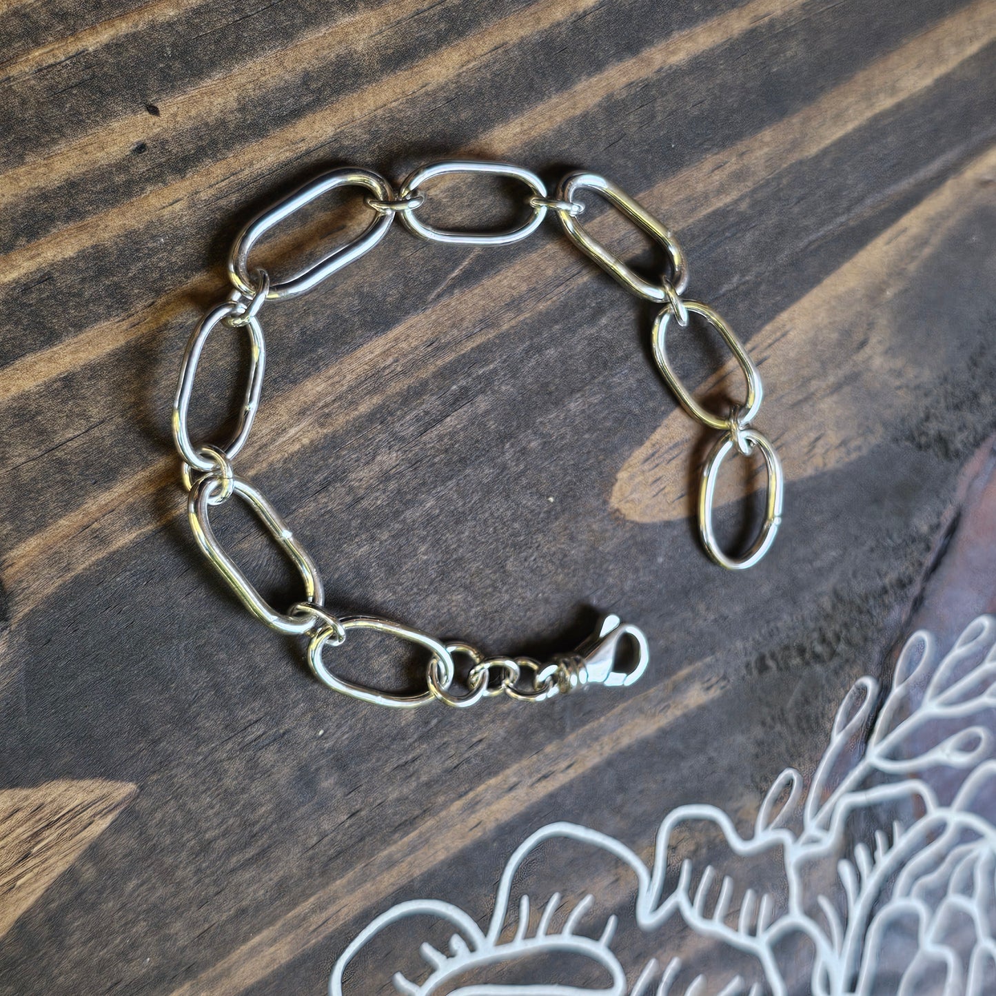 7" Hand Fabricated Sterling Silver Chain Bracelet