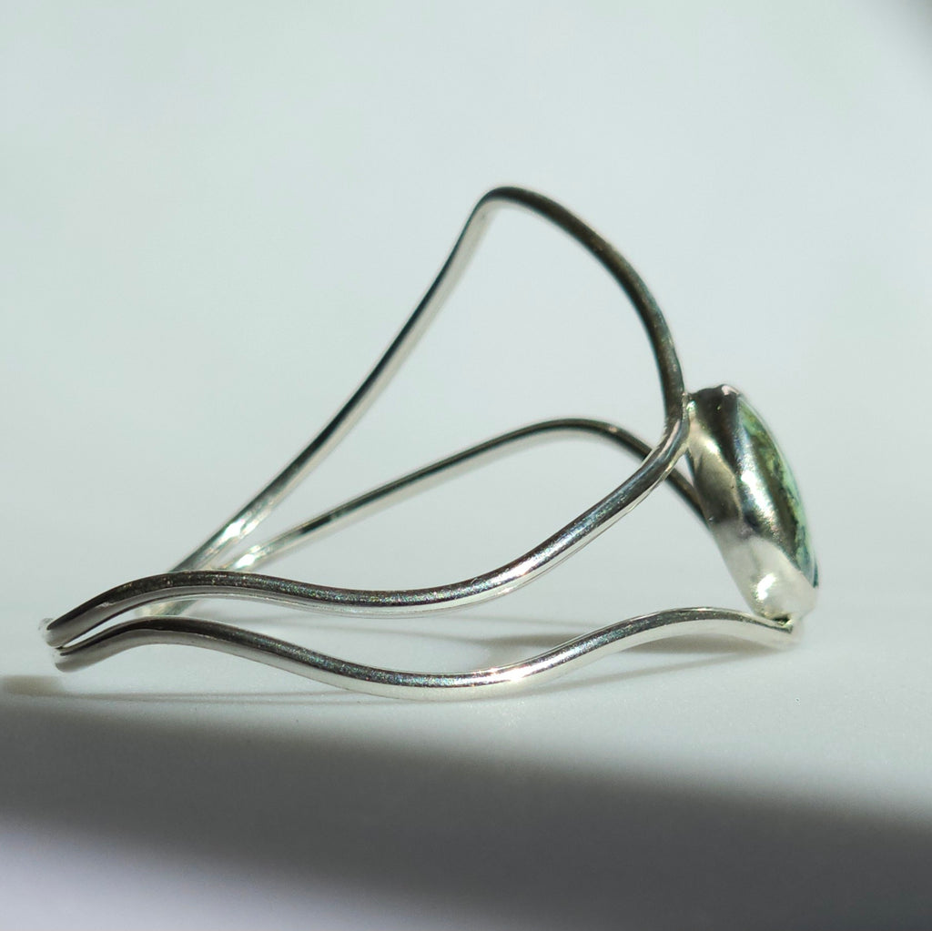 Sterling Silver Cuff Bracelet with Stone – 7 Inches