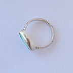 Turquoise Sterling Silver Ring – Textured Band – Size 7.5